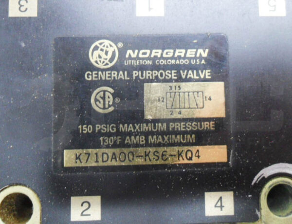 NORGREN K71DA00-KS6-KQ4 GENERAL PURPOSE VALVE 150PSIG 110-120V 50/60HZ - Image 5