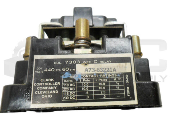 CLARK CONTROLLER A73-63221A RELAY 7303 WEE C 440V 60HZ - Image 5