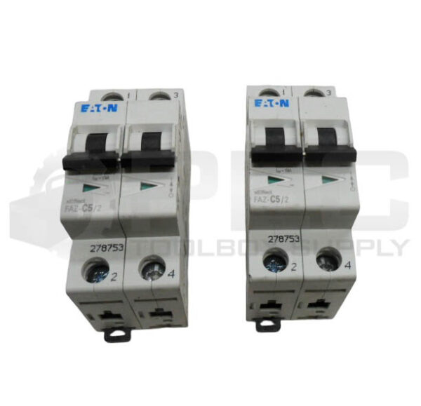 LOT OF 2 NEW EATON FAZ-C5/2 CIRCUIT BREAKER 50HZ 5A 277-480V