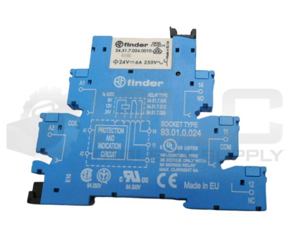 LOT OF 3 NEW FINDER 34.51.7.024.0010 RELAY 24V 6A W/ 93.01.0.024 RELAY SOCKET - Image 2
