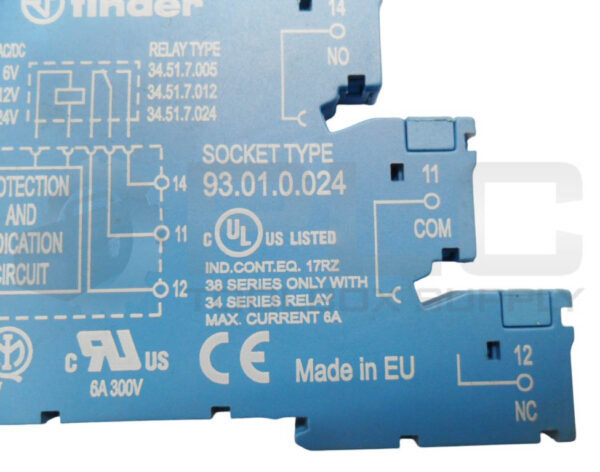 LOT OF 3 NEW FINDER 34.51.7.024.0010 RELAY 24V 6A W/ 93.01.0.024 RELAY SOCKET - Image 5