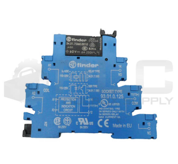 LOT OF 2 NEW FINDER 34.51.7.060.0010 RELAY 60V 6A W/ 93.01.0.125 RELAY SOCKET - Image 2