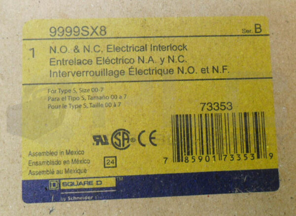 NEW SQUARE D 9999SX8 /B N.O.& N.C. ELECTRICAL INTERLOCK 73353 - Image 7