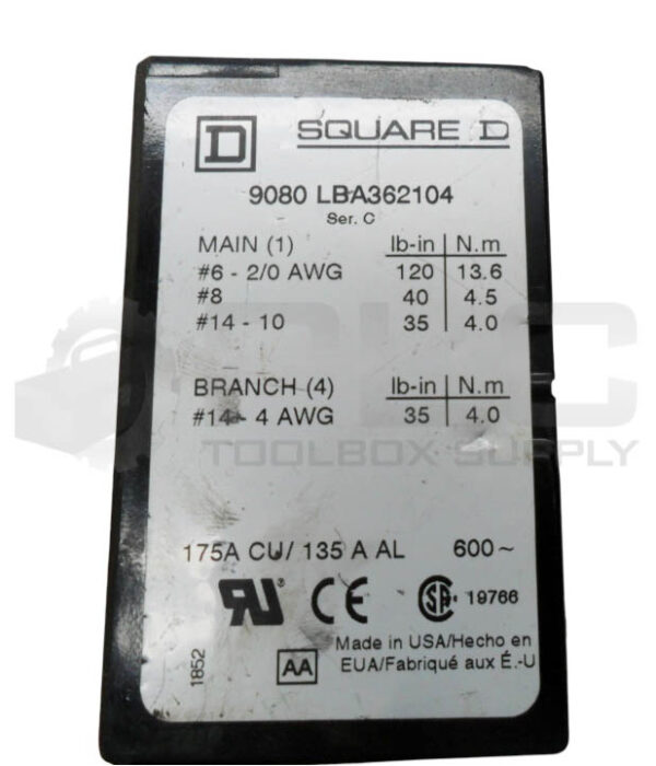 NEW SQUARE D 9080 LBA362104 /C POWER DISTRIBUTION BLOCK 600V - Image 5