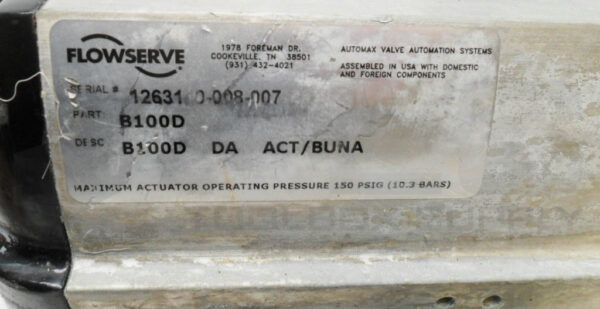 FLOWSERVE B100D ACTUATOR 150PSIG - Image 6