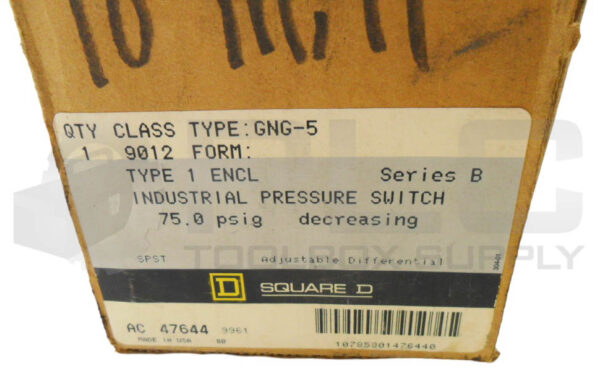 NEW SQUARE D 9012 GNG-5 /B INDUSTRIAL PRESSURE SWITCH 3-150PSIG *READ* - Image 7