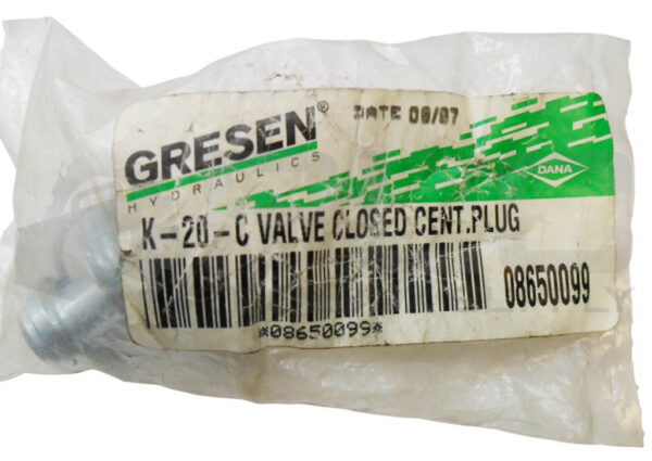 SEALED NEW GRESEN K-20-C VALVE CLOSED CENT PLUG - Image 3