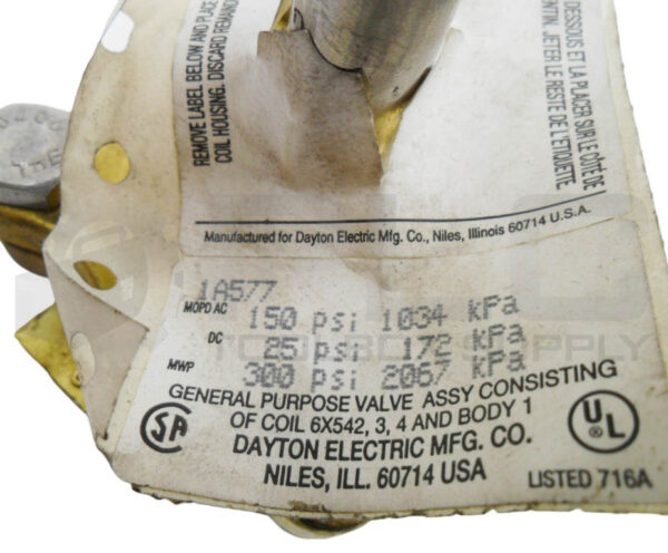 NEW DAYTON 1A577 SOLENOID VALVE BODY 300PSI - Image 5