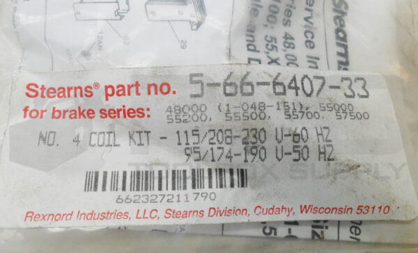 NEW STEARNS 5-66-6407-33 COIL KIT 115-230V 50/60HZ 6441156944P - Image 6