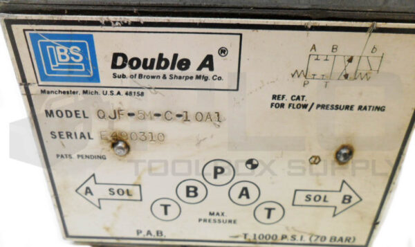 DOUBLE A QJF-5M-C-10A1 HYDRAULIC VALVE 1000PSI - Image 5