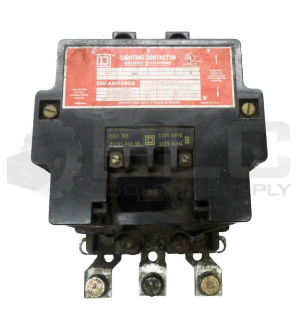 SQUARE D 8903 SV02 /B LIGHTING CONTACTOR 200A 600V 250VDCW/ 31091-400-38 COIL - Image 2