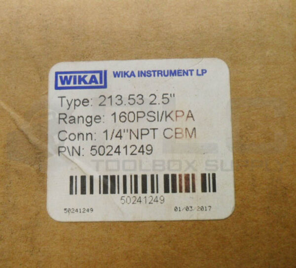 NEW WIKA 50241249 PRESSURE GAUGE 2.5" 160PSI/KPA 1/4" NPT 213.53 - Image 5