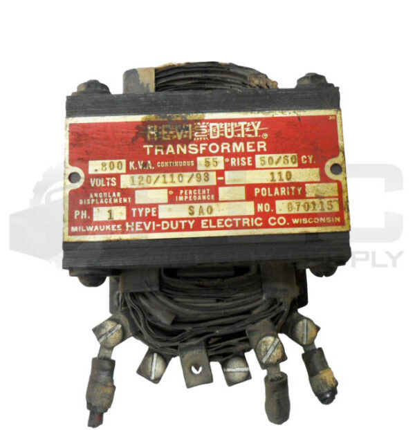 HEVI-DUTY ELECTRIC SA0 TRANSFORMER 50/60HZ 120V 1PH D70115 - Image 2