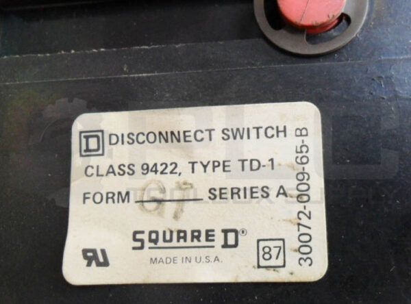 SQUARE D HU-60-SV /1 DISCONNECT SWITCH 9422 TD-1 /A - Image 6