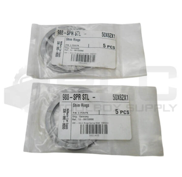 LOT OF 2 SEALED NEW PACK OF 5 MCMASTER CARR 988-SPR STL SHIM RING 50X62X1