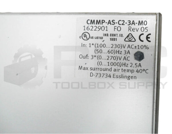 FESTO CMMP-AS-C2-3A-M0 MOTOR CONTROLLER 100-230VAC 50/60HZ 2.5A 1622901 - Image 6