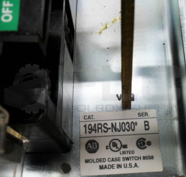 ALLEN BRADLEY 194RS-NJ030* /B DISCONNECT SWITCH W/ 194R-HS4E /A SWITCH HANDLE - Image 7
