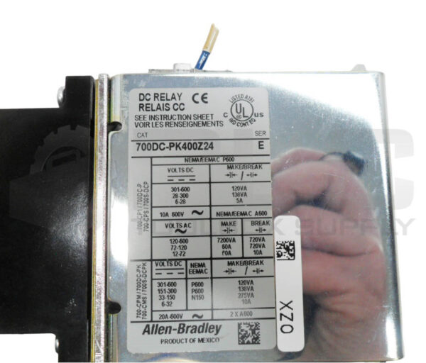 ALLEN BRADLEY 700DC-PK400Z24 /E DC RELAY 600V AC/DC 10A W/ PD714 COIL 24VDC - Image 6