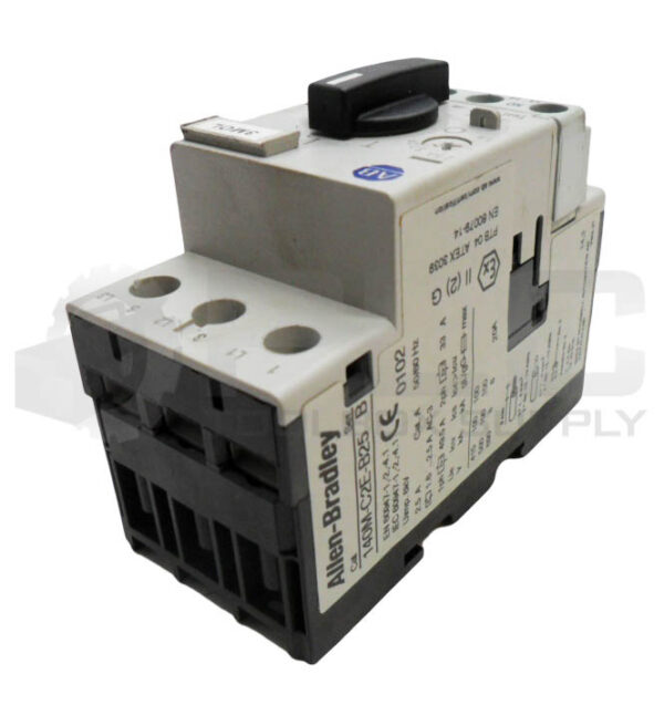 ALLEN BRADLEY 140M-C2E-B25 /B CIRCUIT BREAKER W/ 140M-C-AFA11 AUXILIARY BLOCK - Image 3