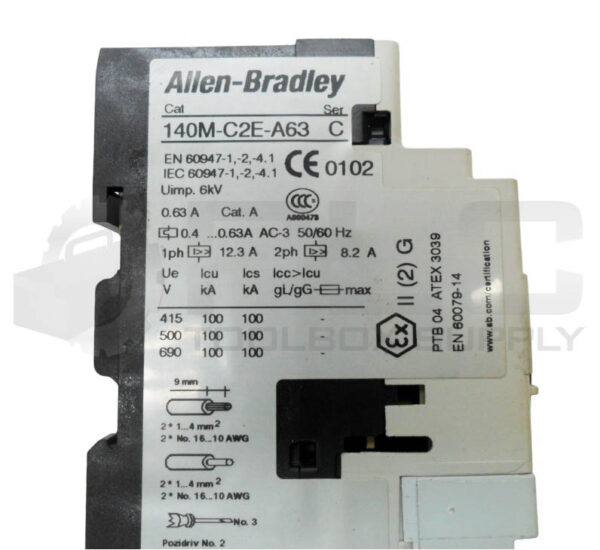 ALLEN BRADLEY 140M-C2E-A63 /C CIRCUIT BREAKER W/ 140M-C-AFA11 AUXILIARY BLOCK - Image 5