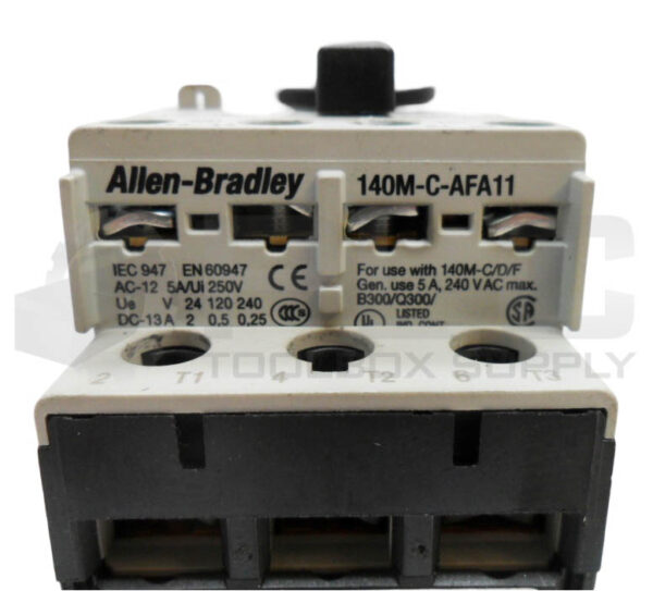 ALLEN BRADLEY 140M-C2E-A63 /C CIRCUIT BREAKER W/ 140M-C-AFA11 AUXILIARY BLOCK - Image 6