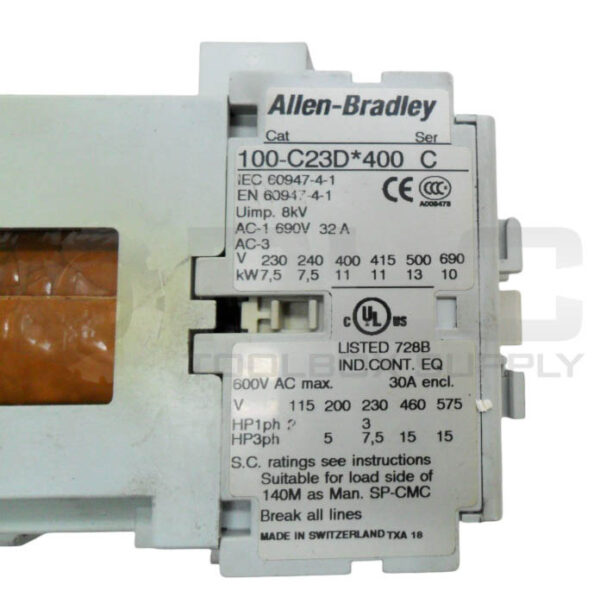 ALLEN BRADLEY 100-C23D*400 /C CONTACTOR 600VAC 30A - Image 5