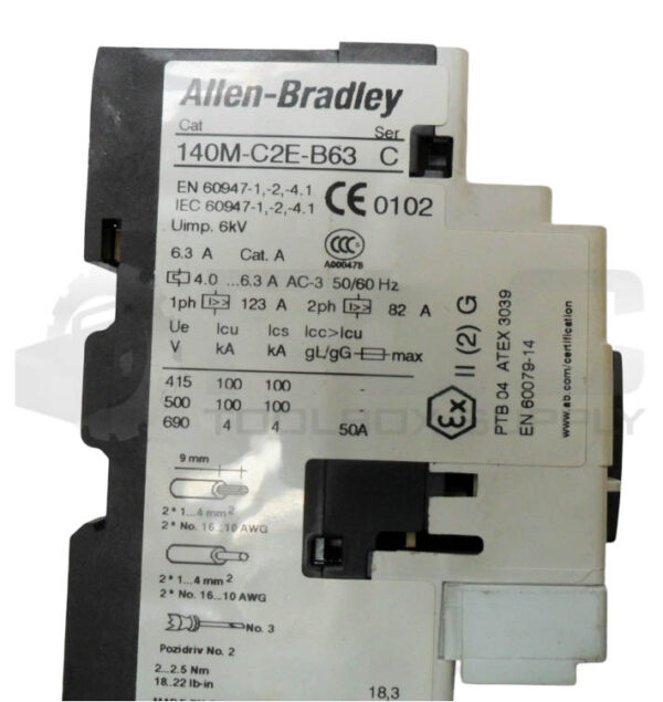 ALLEN BRADLEY 140M-C2E-B63 /C CIRCUIT BREAKER 4.0-6.3A 50/60HZ - Image 5