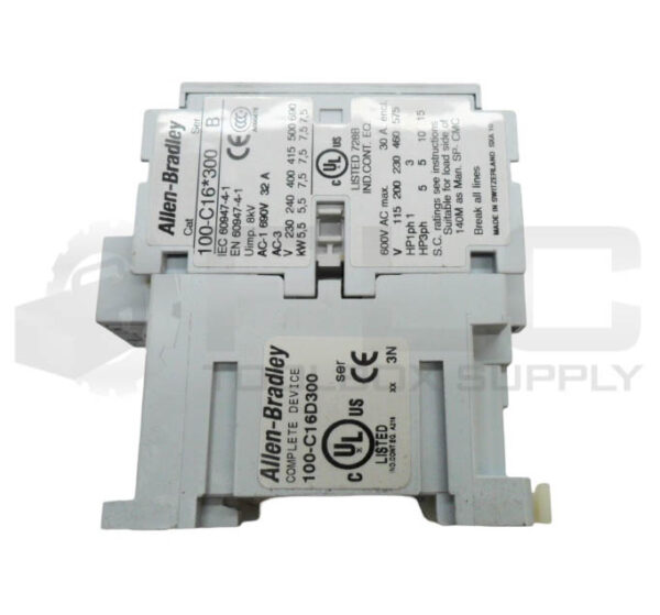 ALLEN BRADLEY 100-C16D300 CONTACTOR W/ 100-C16*300 /B CONTACTOR 600VAC 30A - Image 4