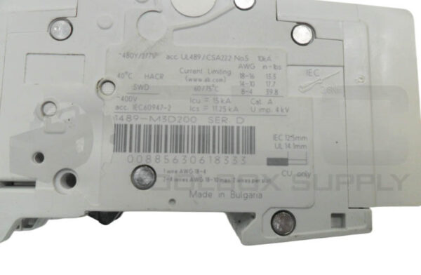 ALLEN  BRADLEY 1489-M3D200 /D CIRCUIT BREAKER 20A 480V 50/60HZ 1489-M - Image 6