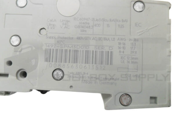 ALLEN BRADLEY 1492-SPM3D010 /D CIRCUIT BREAKER 1A 440VAC 50/60HZ 1492-SP - Image 5