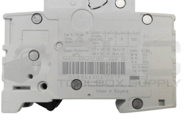 ALLEN BRADLEY 1492-SPM1C150 /D CIRCUIT BREAKER 15A 277VAC 48VDC 1492-SP - Image 4