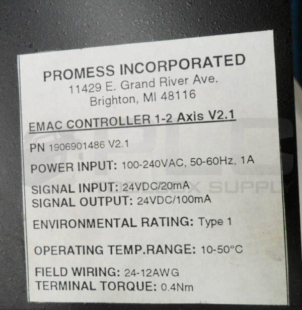 PROMESS 1906901486 EMAC CONTROLLER 100-240VAC 50/60HZ 1A - Image 6