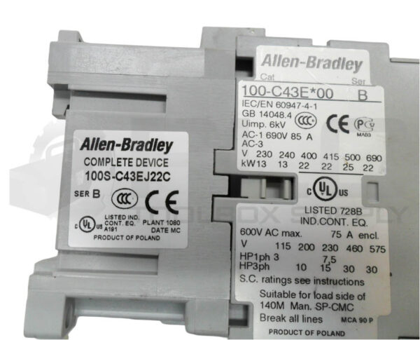 ALLEN BRADLEY 100S-C43EJ22 /B SAFETY CONTACTOR W/ 100-C43E*00 /B W/ 100S-F /B - Image 7