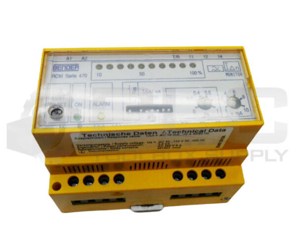 BENDER RCM470LY-13A RESIDUAL CURRENT MONITOR 10A 50/60HZ 90-132VAC