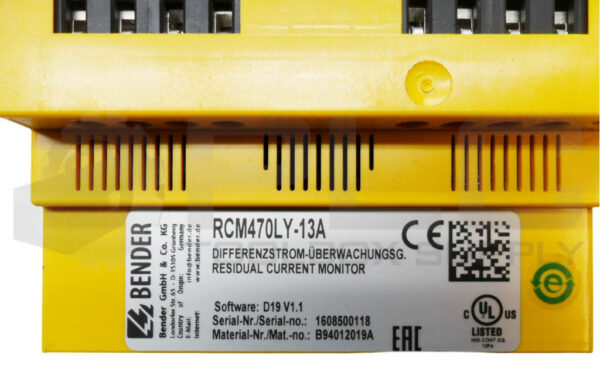 BENDER RCM470LY-13A RESIDUAL CURRENT MONITOR 10A 50/60HZ 90-132VAC - Image 5