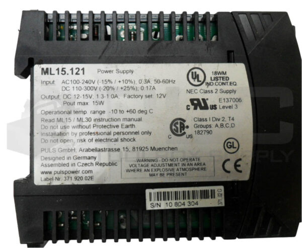 PULS ML15.121 POWER SUPPLY 100-240VAC 0.3A 50/60HZ 110-300VDC - Image 5
