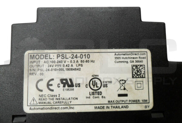 AUTOMATION DIRECT PSL-24-010 POWER SUPPLY 24VDC 0.42A 100-240VAC 50/60HZ - Image 5