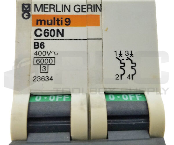 MERLIN GERIN 23634 CIRCUIT BREAKER 6A 2P C60N B6 - Image 3