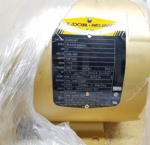 NEW BALDOR EM3558T MOTOR 2HP 3PH 1755RPM FR: 145T, 35AA001N909G1 - Image 6