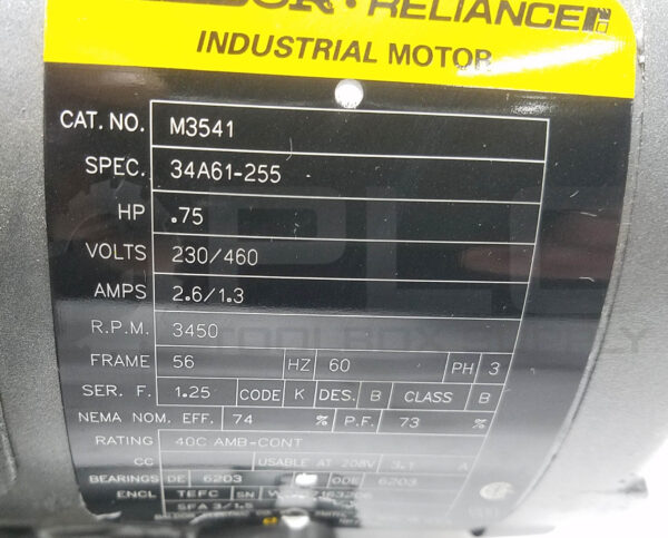 NEW BALDOR M3541 3/4HP 3PH 3450RPM FR: 56, 34A61-255 - Image 6