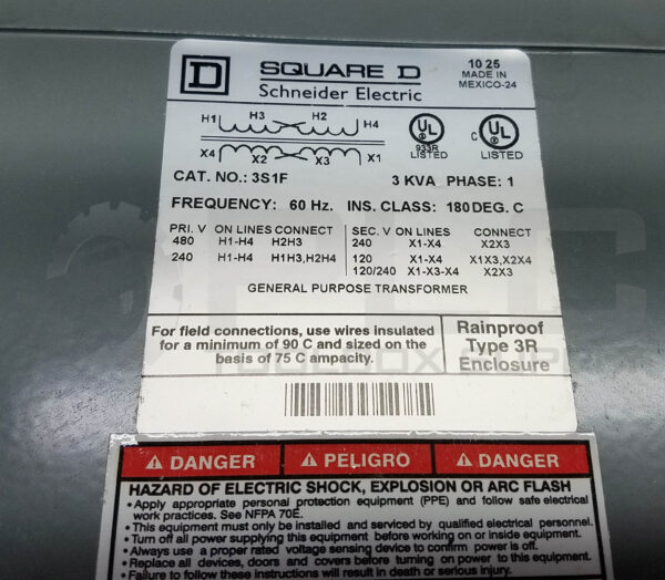 NEW SQUARE D 3S1F TRANSFORMER 3kVA 1PH 60Hz - Image 4