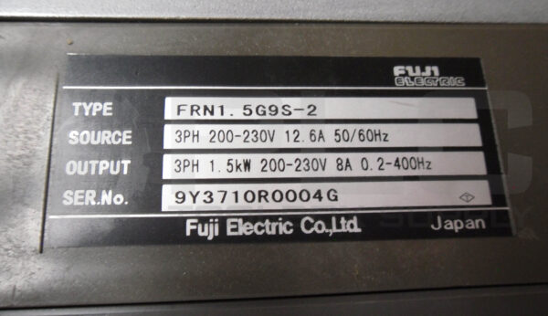 FUJI ELECTRIC FRN1.5G9S-2 INVERTER 3PH 200/230V 12.6A 50/60HZ - Image 6
