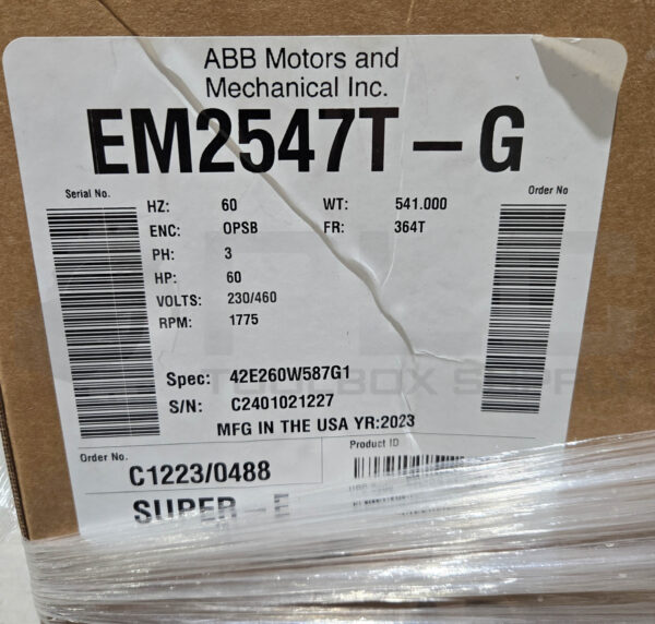 NEW BALDOR EM2547T-G MOTOR 3PH 60HP 1775RPM FR: 364T; 42E260W587G1 - Image 6