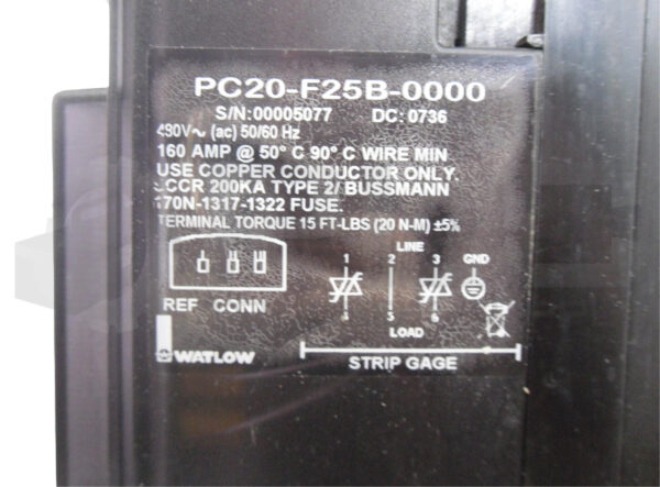 WATLOW PC20-F25B-0000 SOLID STATE POWER CONTROL 160AMP 490V 50/60HZ - Image 7