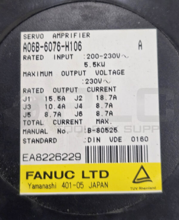 FANUC A06B-6076-H106 /A SERVO AMPLIFIER 200-230V 5.5KW - Image 7