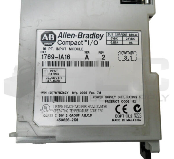 ALLEN BRADLEY 1769-IA16 /A COMPACT I/O MODULE 5-24VDC 0.115A *READ* - Image 5
