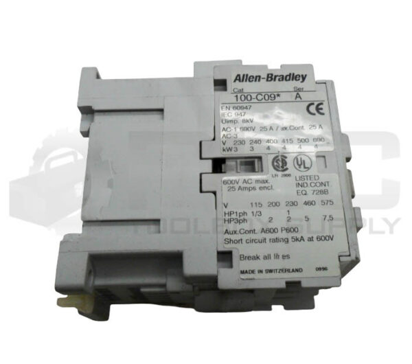 ALLEN BRADLEY 100-C09* /A CONTACTOR 600VAC 25A 110-120V 50/60HZ - Image 4