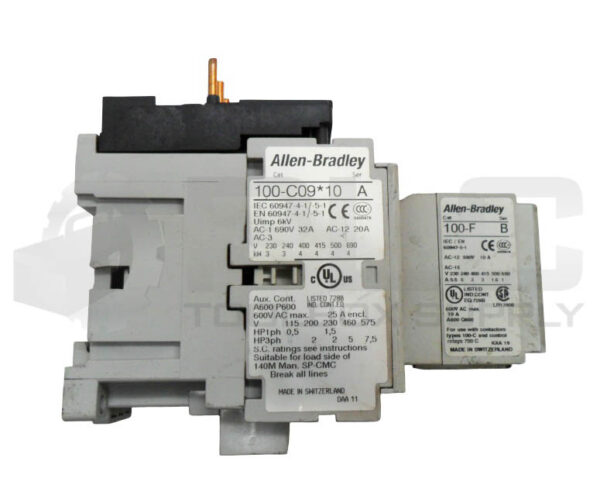 ALLEN BRADLEY 100-C09*10 /A CONTACTOR 110/120V 50/60HZ W/ 100-F /B CONTACT BLOCK - Image 4