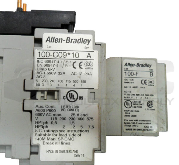 ALLEN BRADLEY 100-C09*10 /A CONTACTOR 110/120V 50/60HZ W/ 100-F /B CONTACT BLOCK - Image 6