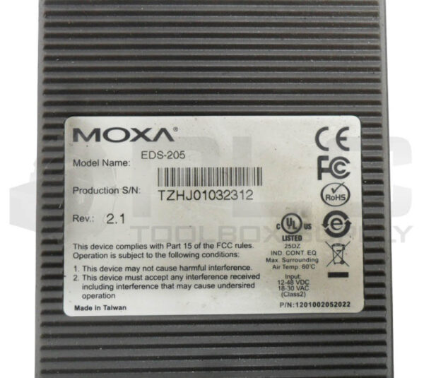 MOXA EDS-205 ETHERNET SWITCH 12-48VDC 18-30VAC - Image 5
